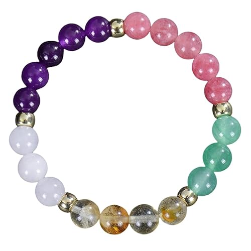 RWGSNB Edelstein Armband, Edelstein Chakra Armband 8 Mm Natursteine Perlen Angst Armreifen Energieausgleich Reiki Yoga Armreifen Glückskristall Schmuck Geschenke für Frauen und Männer Angst Stres von RWGSNB