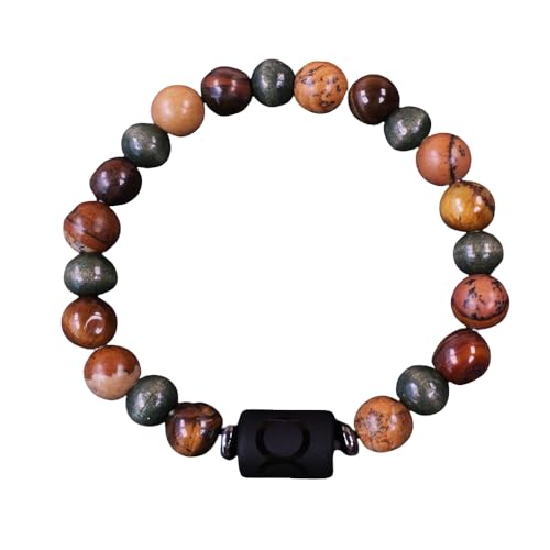 RWGSNB Edelstein Armband, Sternzeichen Armband Aus Naturstein 12 Sternbilder 8 Mm Perlen Edelstein Armbänder Schutzkristall Armreifen Glücksbringer Geburtstagsgeschenke für Männer und Frauen Stier von RWGSNB