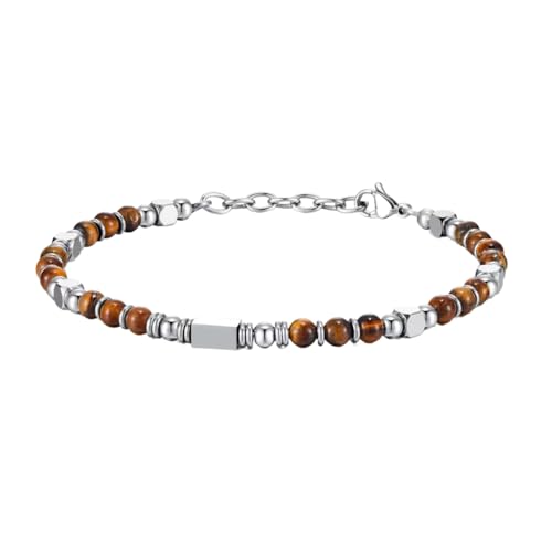 RWGSNB Edelstein Armband Bergkristall 4 Mm Tigerauge Armband für Herren Naturstein Armreifen Verstellbarer Karabinerverschluss Zierliche Damen Armreifen mit Perlen Edelstein Reiki Yoga Kr von RWGSNB