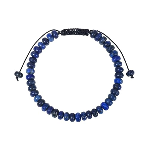 RWGSNB Edelstein Armband Bergkristall 6 Mm Naturstein Armband für Damen und Herren Zierliche Flache Perlen Edelstein Armreifen Verstellbar Handgefertigt Geflochtenes Seil Armreifen Reiki Heilkrista von RWGSNB