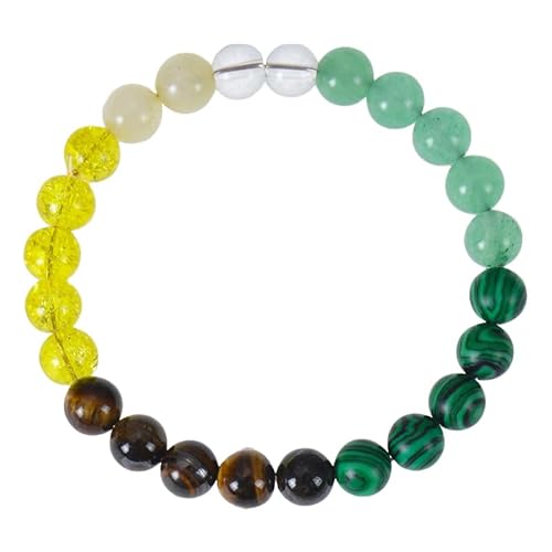 RWGSNB Edelstein Armband Bergkristall 6 Mm Natursteinarmband für Damen Zierliche Geburtsstein Armreifen Elastisches Seil Farbige Perlen Edelstein Armreifen Reiki Heilkristall Schmuck Einzigartige G von RWGSNB