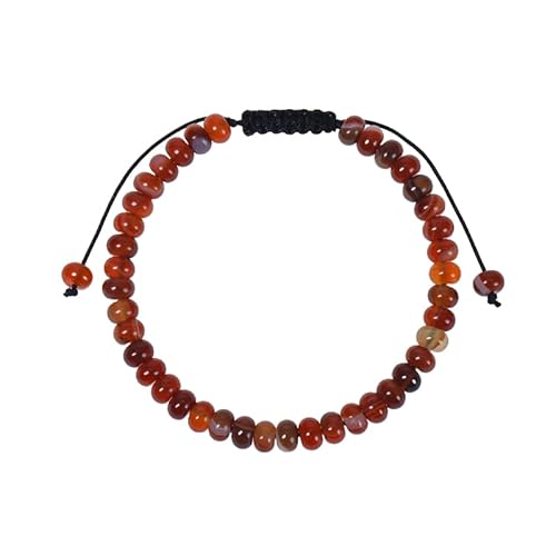 RWGSNB Edelstein Armband Bergkristall 6 Mm Natursteinarmband für Damen und Herren Zierliche Flache Perlen Edelsteinarmreifen Verstellbar Handgefertigt Geflochtenes Seil Armreifen Reiki Heilkristall von RWGSNB