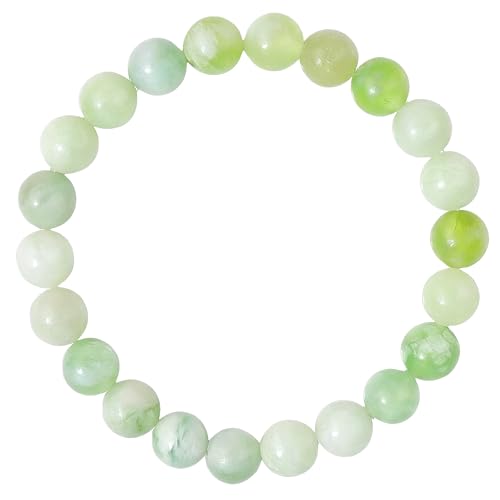 RWGSNB Edelstein Armband Bergkristall 8 Mm Natursteinarmband für Damen und Mädchen Zierliche Geburtsstein Armreifen Elastisches Seil Perlen Edelstein Armreifen Reiki Chakra Kristallschmuck Spiritu von RWGSNB