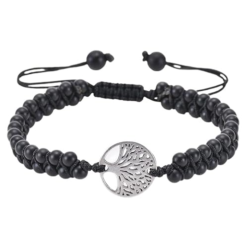 RWGSNB Edelstein Armband Bergkristall Baum Des Lebens Armband Boho Wickelarmband mit Mehrlagigen Perlen und Edelsteinen Verstellbar Handgefertigt Geflochtenes Seil Armreifen Aus Naturstein Reiki Hei von RWGSNB