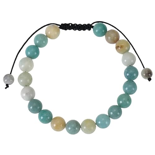RWGSNB Edelstein Armband Bergkristall Natursteinarmband für Damen und Herren Zierliche Perlen Edelsteinarmband Verstellbar Handgefertigt Geflochtenes Seil Armreifen Reiki Heilkristallschmuck Spirit von RWGSNB