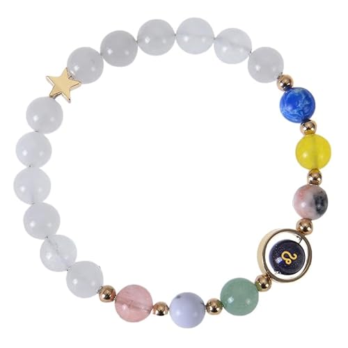 RWGSNB Edelstein Armband Bergkristall Personalisierte Sternzeichen Armbänder 8 Mm Naturstein Armband Stretch Seil 12 Sternbilder Perlen Edelstein Armreifen Reiki Heilkristall Schmuck Einzigartige G von RWGSNB
