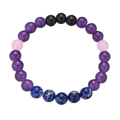 RWGSNB Edelstein Armband Damen, Chakra Armband für Damen Herren 8 Mm Natürliche Chakra Steine Angst Armreifen Energie Edelstein Gleichgewicht Reiki Yoga Armreifen Glückskristall Freundschaftsgesc von RWGSNB