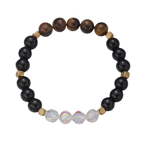 RWGSNB Edelstein Armband Damen, Chakra Armband für Damen Herren 8 Mm Natürliche Chakra Steine Angst Armreifen Energie Edelstein Gleichgewicht Reiki Yoga Armreifen Glückskristall Freundschaftsgesc von RWGSNB