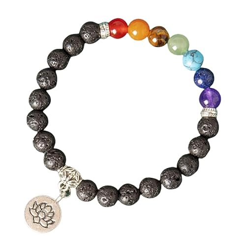 RWGSNB Edelstein Armband Damen, Edelstein Armband mit 7 Chakras und Lotus Anhänger 8 Mm Natursteinperlen Linderung Von Angstzuständen Armreifen Reiki Yoga Spiritueller Kristallschmuck Geschenke f RWGSNB Edelstein Armband Damen, Edelstein Armband mit 7 Chakras und Lotus Anhänger 8 Mm Natursteinperlen Linderung Von Angstzuständen Armreifen Reiki Yoga Spiritueller Kristallschmuck Geschenke f von RWGSNB