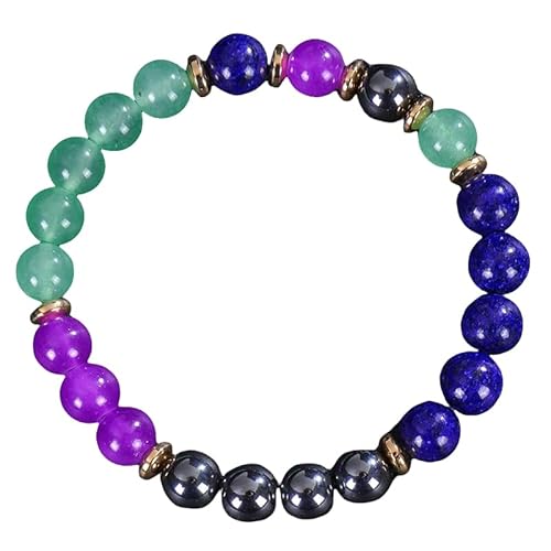 RWGSNB Edelstein Armband Damen, Edelstein Chakra Armband 8 Mm Natursteine Perlen Angst Armreifen Energieausgleich Reiki Yoga Armreifen Glückskristall Schmuck Geschenke für Frauen und Männer Angst von RWGSNB