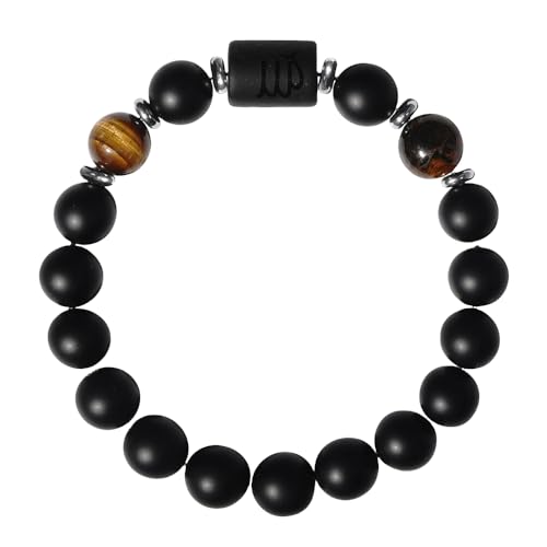 RWGSNB Edelstein Armband Damen, Sternzeichen Sternbild Edelsteinarmband Premium Armband mit Mattschwarzen Onyx Steinen Schutz Des Geistes Kristall Armreifen Segen Geburtstagsgeschenke für Frauen un von RWGSNB