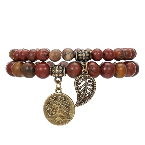 RWGSNB Edelsteinarmband, 2Er Pack Spirituelle Armbänder Aus Naturstein Baum Des Lebens Schützende Edelstein Armreifen Linderung Von Angstzuständen Energie Freundschaftsarmreifen Kristallschm von RWGSNB