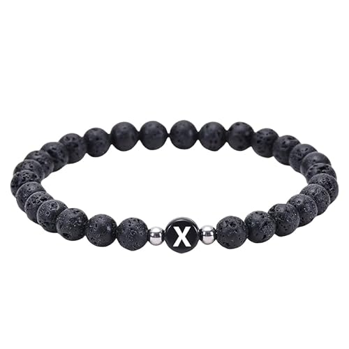 RWGSNB Edelsteinarmband, 6 Mm Natürliche Schwarze Lavaperlen Steinarmbänder mit Az Buchstaben Zierliche Edelstein Anfangsarmbänder Dehnbarer Kristallarmreif Spiritueller Schmuck Geschenke für Fr RWGSNB Edelsteinarmband, 6 Mm Natürliche Schwarze Lavaperlen Steinarmbänder mit Az Buchstaben Zierliche Edelstein Anfangsarmbänder Dehnbarer Kristallarmreif Spiritueller Schmuck Geschenke für Fr von RWGSNB