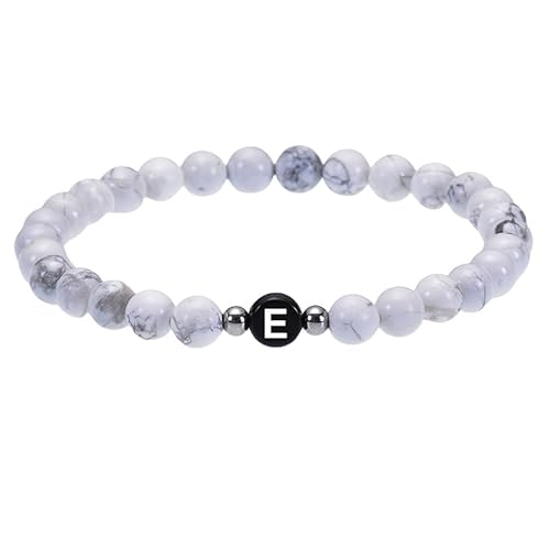 RWGSNB Kristall Armband, Perlenarmband mit Initialen für Paare 6 Mm Natürliche Weiße Türkis Edelsteinarmbänder mit Az Buchstaben Dehnbarer Spiritueller Kristallarmreif Zierliche Schmuckgeschenk von RWGSNB
