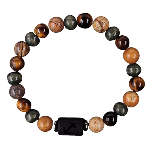 RWGSNB Kristall Armband, Sternzeichen Armband Aus Naturstein 12 Sternbilder 8 Mm Perlen Edelstein Armbänder Schutzkristall Armreifen Glücksbringer Geburtstagsgeschenke für Männer und Frauen Sch von RWGSNB