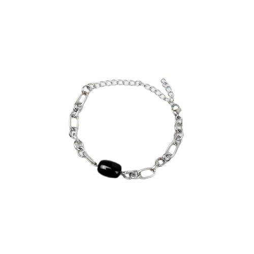 RWGSNB Modisches Freundschaftsarmband, Natürliches Schwarzes Achat-Stein-Charme-Armband, Verstellbare Kette, Energie-Edelstein-Armreifen, Balance-Yoga-Armband, Schmuck Für Damen Und Herren von RWGSNB