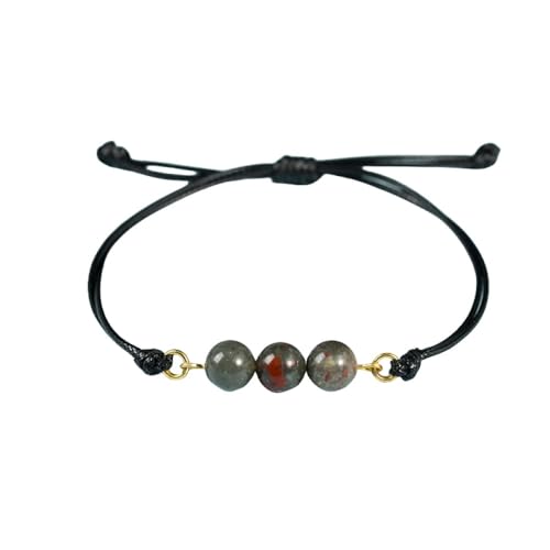 RWGSNB Natürliche Afrikanische Blutstein-Stein-Armbänder, Handgefertigtes Geflochtenes Lederarmband, Perlen-Energie-Edelstein-Armreifen, Freundschaftsarmbänder, Schmuck Für Frauen Und Männer von RWGSNB