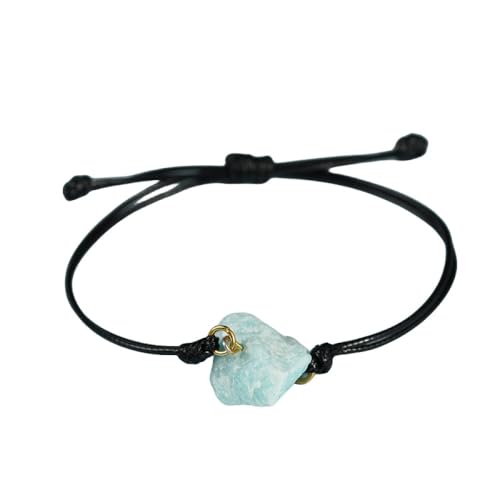 RWGSNB Natürliche Amazonit-Stein-Armbänder, Unregelmäßiger Rauer Erzquarz-Anhänger, Armreifen, Energie-Edelstein, Geflochtenes Lederarmband, Freundschaftsarmbänder, Schmuck Für Damen Und Herren von RWGSNB