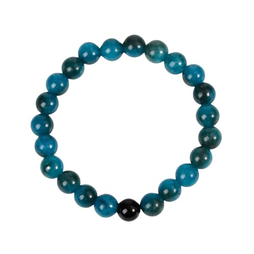 RWGSNB Natürliches Apatit-Stein-Perlenarmband, 8 Mm, Schwarzer Achat, Energie-Edelstein, Armreifen, Handgefertigt, Elastische Chakra-Armbänder, Balance-Yoga-Schmuck Für Damen Und Herren von RWGSNB