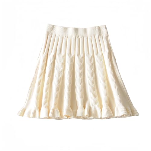 RWGSNB Röcke für Damen, Rippenstrickrock für Damen Uk Damen Minirock Faltenröcke mit Gummizug in der Taille Einfarbig Kurzer Rüschenrock Hohe Taille Winter Strickrock A Linie für den Alltag Be von RWGSNB