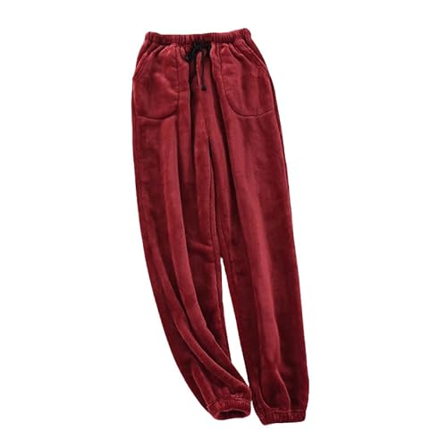 RWGSNB Schlafanzughose Herren, Flanell Pyjamahose für Herren Elastischer Bund Warme Winter Pyjama Hose Flauschige Pyjama Hose mit Tasche Lounge Hose Hose Loungewear Nachtwäsche Zum Schlafen Laufen von RWGSNB