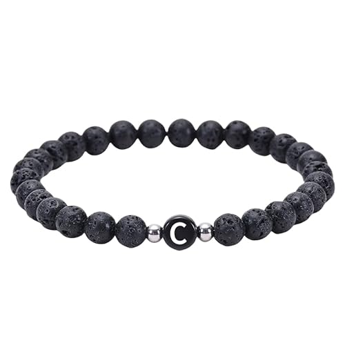 RWGSNB Steine Armband Damen, 6 Mm Natürliche Schwarze Lavaperlen Steinarmbänder mit Az Buchstaben Zierliche Edelstein Anfangsarmbänder Dehnbarer Kristallarmreif Spiritueller Schmuck Geschenke fü RWGSNB Steine Armband Damen, 6 Mm Natürliche Schwarze Lavaperlen Steinarmbänder mit Az Buchstaben Zierliche Edelstein Anfangsarmbänder Dehnbarer Kristallarmreif Spiritueller Schmuck Geschenke fü von RWGSNB
