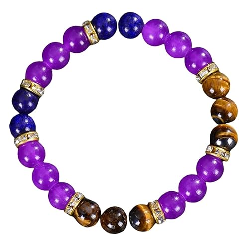RWGSNB Steine Armband Damen, Edelstein Chakra Armband 8 Mm Natursteine Perlen Angst Armreifen Energieausgleich Reiki Yoga Armreifen Glückskristall Schmuck Geschenke für Frauen und Männer Angst S von RWGSNB