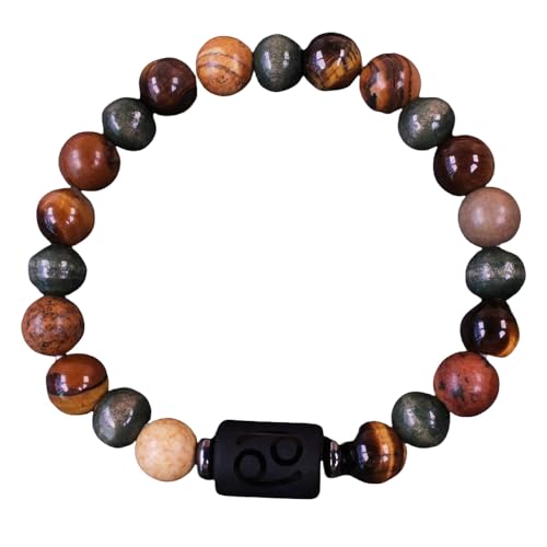 RWGSNB Steine Armband Damen, Sternzeichen Armband Aus Naturstein 12 Sternbilder 8 Mm Perlen Edelstein Armbänder Schutzkristall Armreifen Glücksbringer Geburtstagsgeschenke für Männer und Frauen von RWGSNB