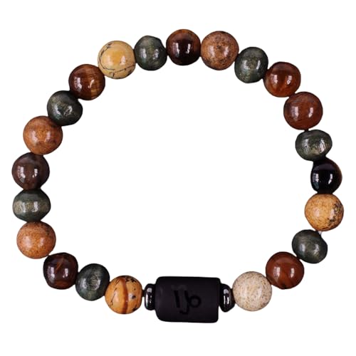 RWGSNB Steine Armband Damen, Sternzeichen Armband Aus Naturstein 12 Sternbilder 8 Mm Perlen Edelstein Armbänder Schutzkristall Armreifen Glücksbringer Geburtstagsgeschenke für Männer und Frauen von RWGSNB