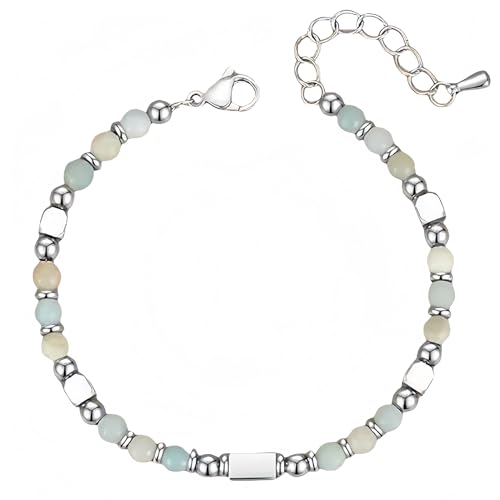 RWGSNB Steine Armband Damen 4 Mm Farbiges Jade Armband für Damen und Mädchen Armreifen Aus Naturstein Verstellbarer Karabinerverschluss Trendige Armreifen mit Perlen und Edelsteinen Reiki Yoga Kri von RWGSNB