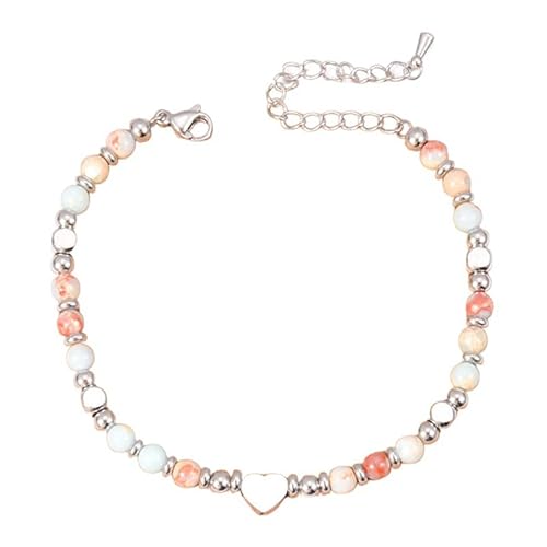 RWGSNB Steine Armband Damen 4 Mm Natursteinarmband für Damen Zierliche Herzarmreifen Verstellbarer Karabinerverschluss Böhmische Perlenarmreifen Aus Edelsteinen Reiki Heilkristall Schmuckgeschenke von RWGSNB
