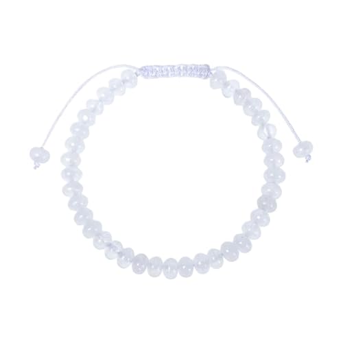 RWGSNB Steine Armband Damen 6 Mm Natürliches Klares Kristallarmband für Damen und Herren Zierliche Flache Perlen Edelstein Armreifen Verstellbares Geflochtenes Seil Reiki Heilkristallschmuck Spiri von RWGSNB