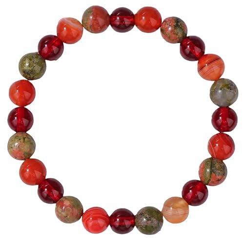 RWGSNB Steine Armband Damen 8 Mm Natursteinarmband für Damen und Mädchen Zierliche Geburtsstein Armreifen Elastisches Seil Perlen Edelstein Armreifen Reiki Chakra Kristallschmuck Spirituelle Gesch von RWGSNB