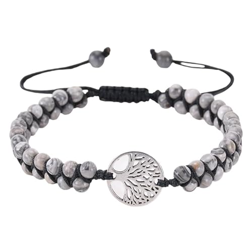 RWGSNB Steine Armband Damen Baum Des Lebens Armband Boho Wickelarmband Mehrlagige Perlen Edelsteinarmband Verstellbar Handarbeit Geflochtenes Seil Naturstein Armreifen Reiki Heilkristall Schmuck Ges von RWGSNB