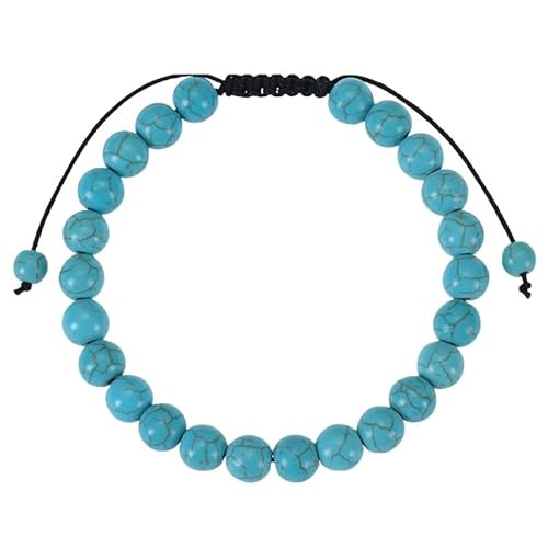 RWGSNB Steine Armband Damen Naturstein Armband für Damen und Herren Zierliche Perlen Edelsteinarmband Verstellbar Handgefertigt Geflochtenes Seil Armreifen Reiki Heilkristall Schmuck Spirituelle Ge von RWGSNB