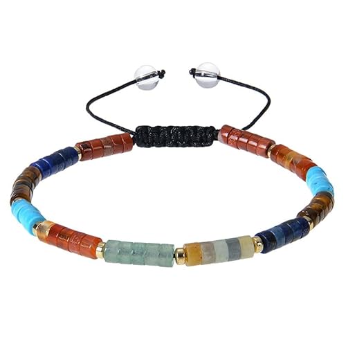 RWGSNB Steine Edelsteine Armband 4 Mm Naturstein Armband für Damen und Herren Böhmische Perlen Edelstein Armreifen Verstellbar Handgefertigt Geflochtenes Seil Armreifen Reiki Heilkristall Schmuck von RWGSNB