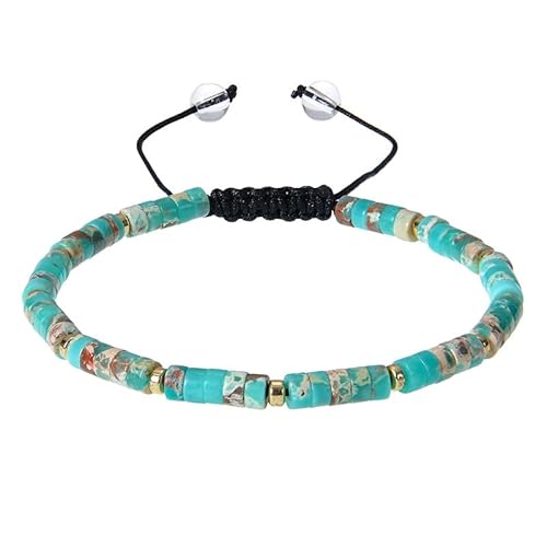 RWGSNB Steine Edelsteine Armband 4 Mm Naturstein Armband für Damen und Herren Böhmische Perlen Edelstein Armreifen Verstellbar Handgefertigt Geflochtenes Seil Armreifen Reiki Heilkristall Schmuck von RWGSNB