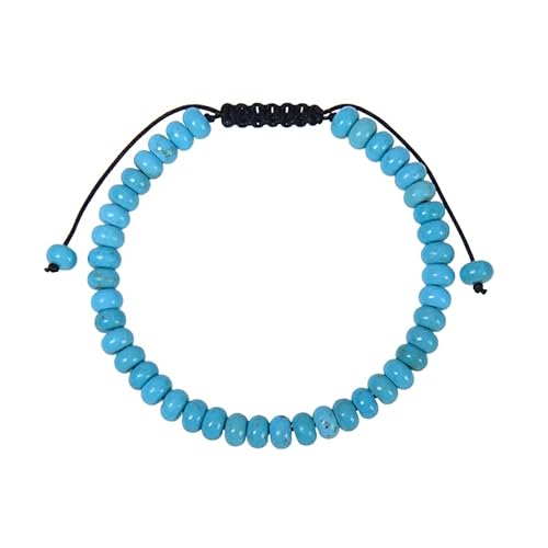 RWGSNB Steine Edelsteine Armband 6 Mm Naturstein Armband für Damen und Herren Zierliche Flache Perlen Edelstein Armreifen Verstellbar Handgefertigt Geflochtenes Seil Armreifen Reiki Heilkristall Sc von RWGSNB