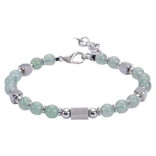 RWGSNB Steine Edelsteine Armband 6 Mm Natursteinarmband für Damen Böhmische Armreifen Verstellbarer Karabinerverschluss Zierliche Perlen Edelstein Armreifen Reiki Heilkristall Schmuck Geschenke f von RWGSNB