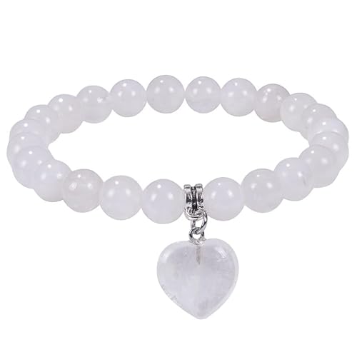 RWGSNB Steine Edelsteine Armband Kristallperlenarmbänder für Frauen und Mädchen Herzanhänger Edelsteinarmband Stretchseil 6 Mm Natursteinarmreifen Reiki Yoga Heilkristallschmuck Spirituelle Gesc von RWGSNB
