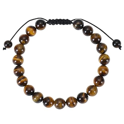 RWGSNB Steine Edelsteine Armband Naturstein Armband für Damen und Herren Zierliche Perlen Edelsteinarmband Verstellbar Handgefertigt Geflochtenes Seil Armreifen Reiki Heilkristall Schmuck Spirituel von RWGSNB