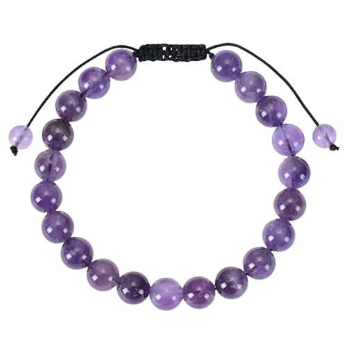 RWGSNB Steine Edelsteine Armband Naturstein Armband für Damen und Herren Zierliche Perlen Edelsteinarmband Verstellbar Handgefertigt Geflochtenes Seil Armreifen Reiki Heilkristall Schmuck Spirituel von RWGSNB