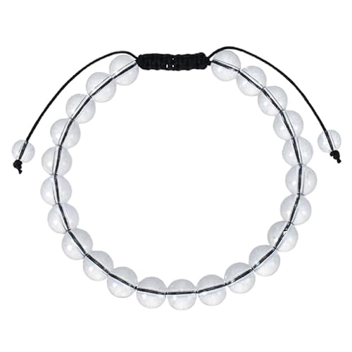 RWGSNB Steine Edelsteine Armband Natursteinarmband für Damen und Herren Zierliche Perlen Edelsteinarmband Verstellbar Handgefertigt Geflochtenes Seil Armreifen Reiki Heilkristallschmuck Spirituelle von RWGSNB