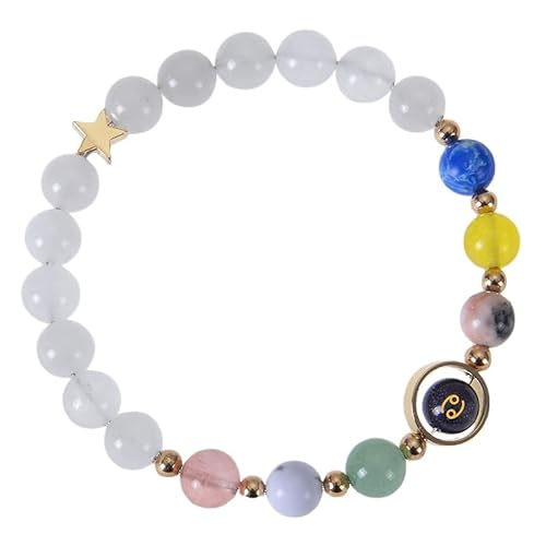 RWGSNB Steine Edelsteine Armband Personalisierte Sternzeichen Armbänder 8 Mm Naturstein Armband Stretch Seil 12 Sternbilder Perlen Edelstein Armreifen Reiki Heilkristall Schmuck Einzigartige Geburt von RWGSNB