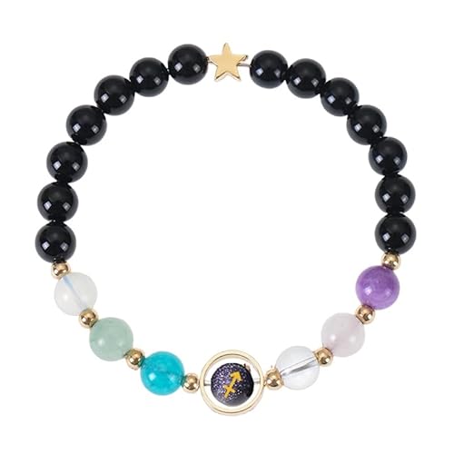 RWGSNB Steine Edelsteine Armband Personalisiertes Sternzeichen Armband für Frauen 6 Mm Naturstein Armreifen Stretch Seil Perlen Edelstein Armreifen Reiki Heilkristall Schmuck Einzigartige Geburtsta von RWGSNB