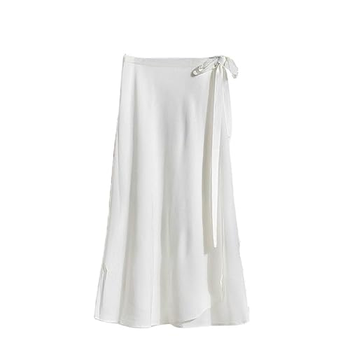 RWGSNB röcke,Damen Strandröcke Aus Chiffon Elegant Seitlich Gebunden Sarong Wickelrock Sommer Satin Rüschen Fließender Midi Rock Bikini Cover Up Langer Rock Für Damen Und Mädchen Weiß S von RWGSNB