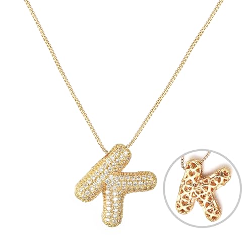 RWQIAN Bubble Buchstaben Kette Gold K Damen Balloon Initialen Haskette Bling Zirkonia Buchstaben Kette Anhänger Blase Letter Schmuck Geschenke für Frauen RWQIAN Bubble Buchstaben Kette Gold K Damen Balloon Initialen Haskette Bling Zirkonia Buchstaben Kette Anhänger Blase Letter Schmuck Geschenke für Frauen von RWQIAN