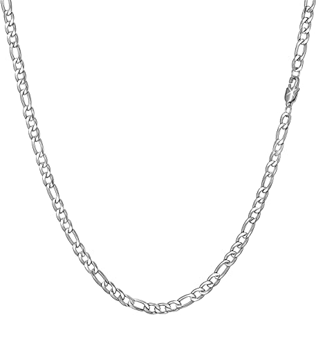 RWQIAN Figarokette Silber Figaro Kette 51cm Edelstahl Halskette Figaro Schmuck Hip Hop Kette Herren Damen von RWQIAN