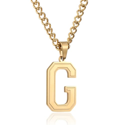 RWQIAN Herren Kette mit Buchstaben Anhänger Gold Edelstahl Buchstaben G Halskette 60cm Ostern Vatertag Geburtstag Geschenke für Männer Jungs RWQIAN Herren Kette mit Buchstaben Anhänger Gold Edelstahl Buchstaben G Halskette 60cm Ostern Vatertag Geburtstag Geschenke für Männer Jungs von RWQIAN
