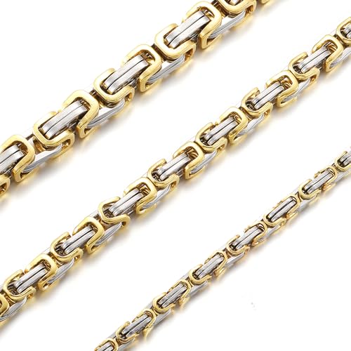 RWQIAN Herren Königskette Kette Gold 50CM Männer Wikinger Halskette Byzantinische Plattenkette Edelstahl 6mm RWQIAN Herren Königskette Kette Gold 50CM Männer Wikinger Halskette Byzantinische Plattenkette Edelstahl 6mm von RWQIAN